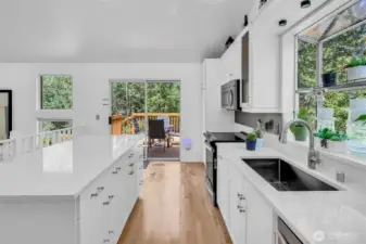 Kitchen flows out to the lovely deck