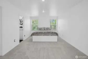 Generous space in the  Primary Bedroom - unstaged