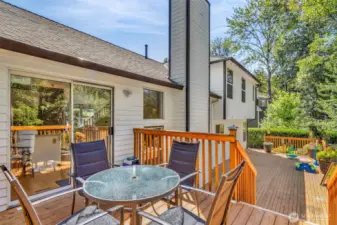 Lovely deck flows from the kitchen