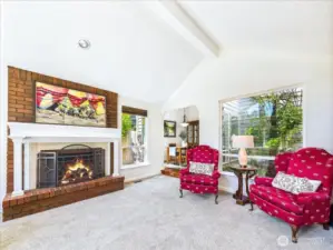 Wood burning fireplace.
