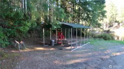 Community boat launch with cover picnic area.