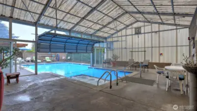 Covered spa and pool area.