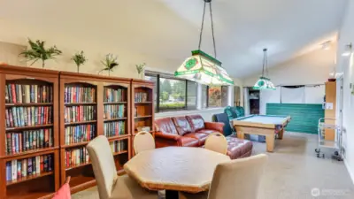 Library, card/game and billiard's room adjacent to fellowship hall.