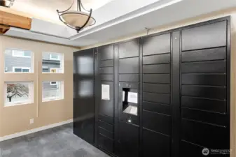 There are package lockers in the lobby of Building A.