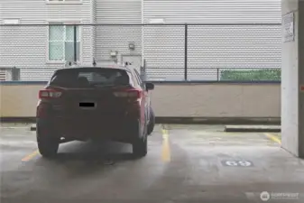 Spot #70 belongs to B-105. One of the neighbors is parked in the spot in this photograph.