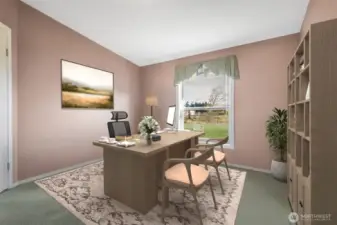 Office/den with double doors.  Can also flex to make a 4th bedroom