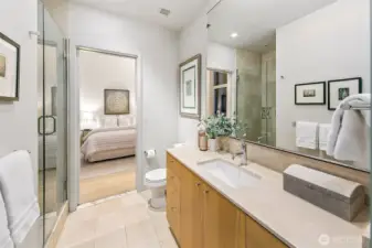 stunning  bath adjoins 2nd and 3rd bedroom