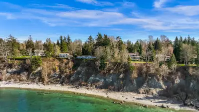 looking up from ocean to view