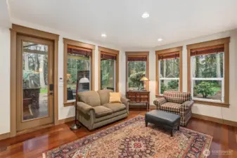 Breakfast or reading nook off the kitchen, leading to covered patio