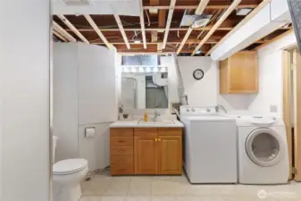 Basement laundry and 3/4 bathroom