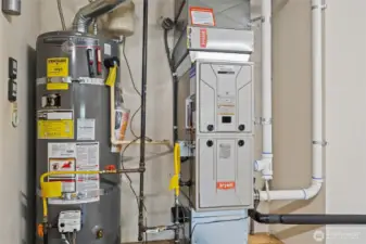 Brand new 90% efficient furnace in large double garage.