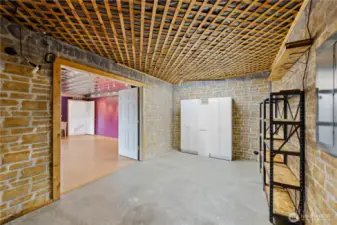 A finished basement offers additional versatility, potentially serving as a wine cellar, storage for at home office