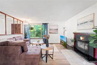 living area with propane fireplace