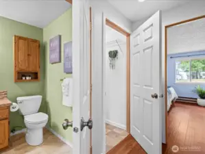 Wide doorways for accessible bathroom and laundry