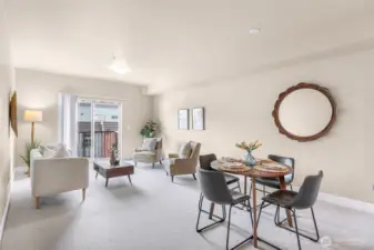 Open concept living, dining, kitchen
