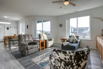 Nine-foot ceilings add to the openness of the home.