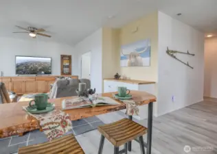 This beautiful breakfast bar was cleverly placed to also be able to enjoy the views of the ships and jetty, as well as you can see the built in buffet just off the kitchen.