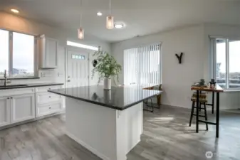 The island also features eating space if you wish to add chairs, as well as storage.