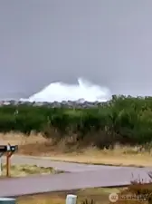 Waves crashing on the jetty, as seen from the home!