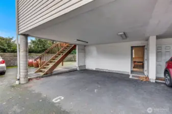 Carport and entrance to the unfinished room, just waiting for your imagination.