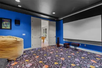 Dedicated media room featuring theater-style space for movies, gaming, or relaxation.