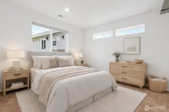 Primary bedroom virtually staged.