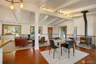 Wood stove for cozy winters.