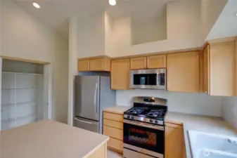 Showing inside of pantry, plenty of storage.