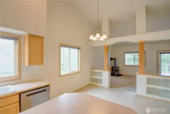 Looking from kitchen to living room