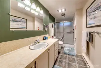 Guest Bath off Bedroom 2, Main Floor Unit (B)