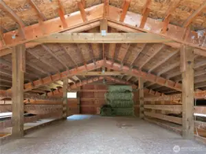 Barn loft can store 10+ tons of hay.