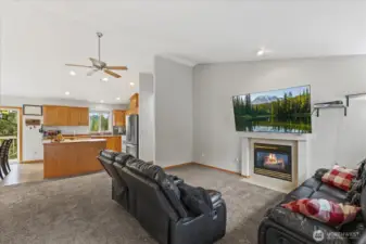 Good view of great room. Ceiling fans all throughout the house.