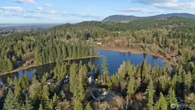 House and property at bottom, looking NW over Swartz Lake