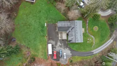 Birdseye view demonstrates the enormous parking area