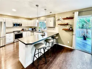 Another view of kitchen, slider to the right leads to deck and private, fenced rear yard.