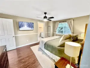 Another view of primary shows access to private bath.