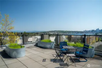 Roof top deck with unlocked views of Lake Union