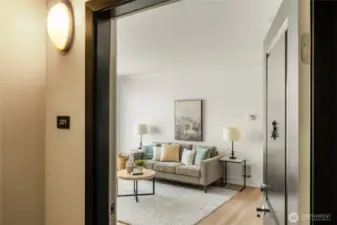 Entry door with only 2 units per floor -- small community of 6 units