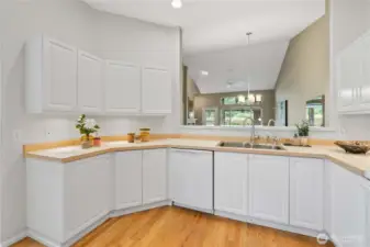 Kitchen counters provide ample space for all your meal prep needs.