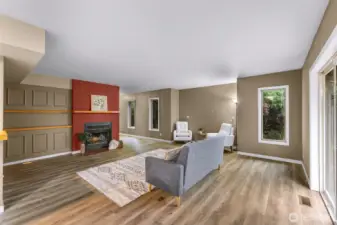 Heart of home is welcoming with a wood fireplace