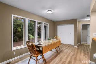 Dining area with views of private deck