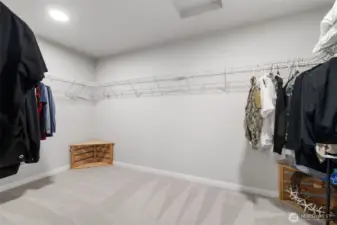 Spacious walk-in closet off the primary suite.