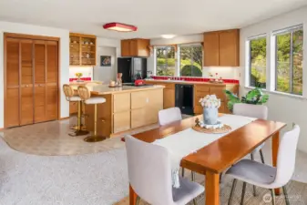 Ample storage in this roomy kitchen.
