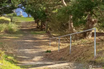 From your driveway, cross Gold Beach Drive to find this peaceful pathway to the beach.
