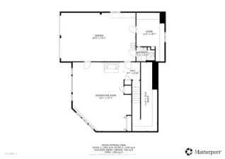 Lower level great room with laundry, storage, 3/4 bathroom and 2-car garage.