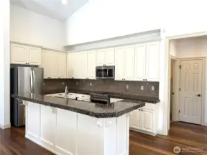 Plenty of cabinet space both in the island and wall units.