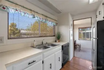 Light floods into this kitchen!