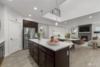 Dining area + kitchen with eating space *virtually staged*