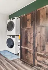 Second Bedroom with new stacked washer and dryer