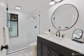 Lower level bathroom, isn't it cute!